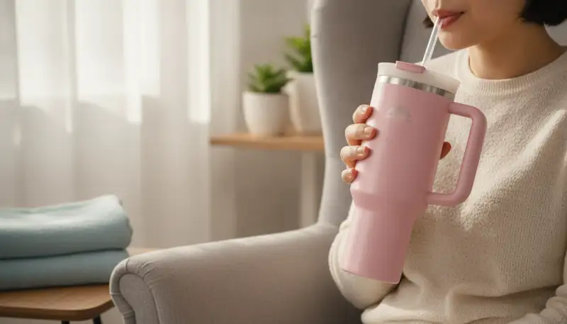 Trinkbecher mit Trinkhalm: Selbstständig Trinken